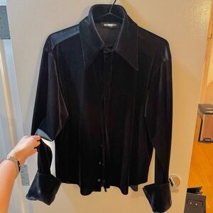 Midnight Black Velvet Shirt
